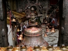 Nepal, Central Region, Bagmati Zone, Dakshinkali Mandir: The big bell at a ceremony at the occassion of "Janai Purnima". The temple is dedicated to the gory goddess Kali