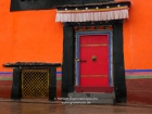 Tibet, Lhasa, Jokhang Temple (Tsuglhakhang, Barkhor): A door on the northern side on the terasse of the Jokhang temple, Siddhartha Gallery KTM 2005,