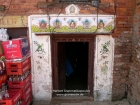 Nepal, Central Region, Bagmati Zone, Bhaktapur District, Bhaktapur, Sukuldhoka/Tadhunchen: Door of a Buddhist house with the eight auspicious signs