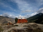 Nepal, Western Region, Dhaulagiri Zone, Lower Mustang, Thini: The three chÃ¶rten of the Dhumpha Monastery near Thini (Jomson)