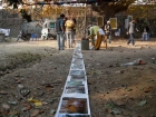 India, Kashmir, Srinagar, Khoj International Artists Workshop 2007: View on the garden; my work on the ground, starting at Showkats Bunker (25m long)