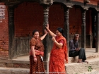 Nepal, Central Region, Bagmati Zone, Lalitpur District, Patan, Hakha: Newari-women having a chat near the Durbar Square