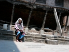 Nepal, Central Region, Bagmati Zone, Bhaktapur District, Bhaktapur, Lakulache Tole: Old women remembering better times?