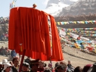 Tibet, Purang, Tarboche (ca. 4670m), Kailash Kora: The "Saga Dawa"-festival (enlightment of Buddha; 3rd fullmoon after the Tibetan new year) in the south of valley Lha Chu river (River of Gods), the Kailash in the back