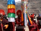 Tibet, Purang, Tarboche (ca. 4670m), Kailash Kora: The "Saga Dawa"-festival (enlightment of Buddha; 3rd fullmoon after the Tibetan new year) in the south of valley Lha Chu river (River of Gods); monks of Gyangdrak monastery (north of Darchen)