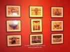 Nepal, Central Region, Bagmati Zone, Kathmandu, Siddhartha-Gallery: Glimpse of the hanging of nine images of Nepalese locks, "Talsa" and a streetscene at the Gai Jatra festival