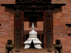 Nepal, Central Region, Bagmati Zone, Bhaktapur District, Bhaktapur: Glimpse into a Buddhist temple