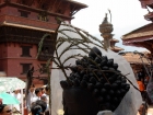 Nepal, Central Region, Bagmati Zone, Lalitpur, Patan, Durbar Square: Detail of my objekt "Prisoned Peace" at the open day of Sutra International Workshop